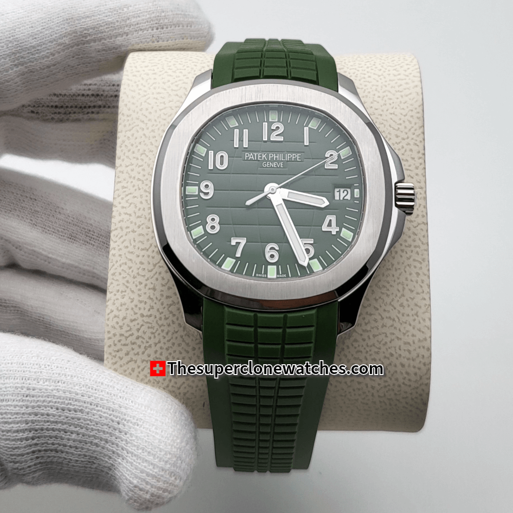 Patek Philippe Aquanaut White Gold 5168G-010 Khaki Green Dial Exact 1:1 Super Clone 26-330 S C Swiss Movement Replica Watch