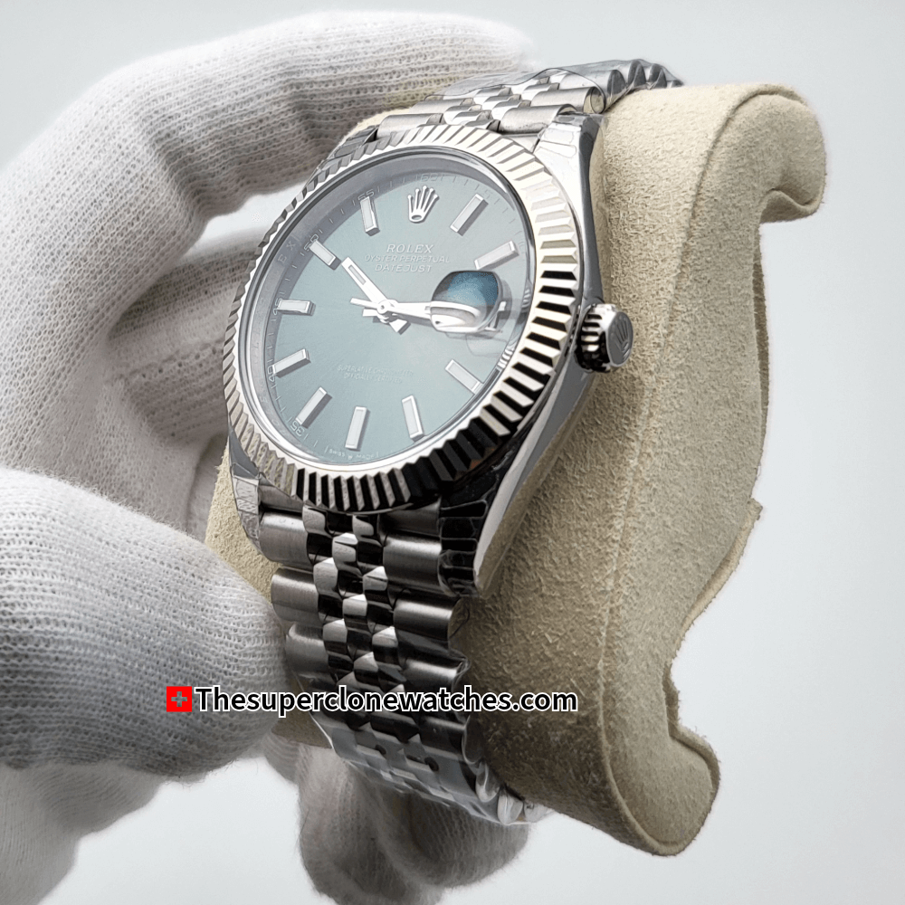 Rolex Datejust Oystersteel and White Gold Mint Green Dial Exact 1:1 Super Clone 3235 Swiss Movement Replica Watch Ref-126334