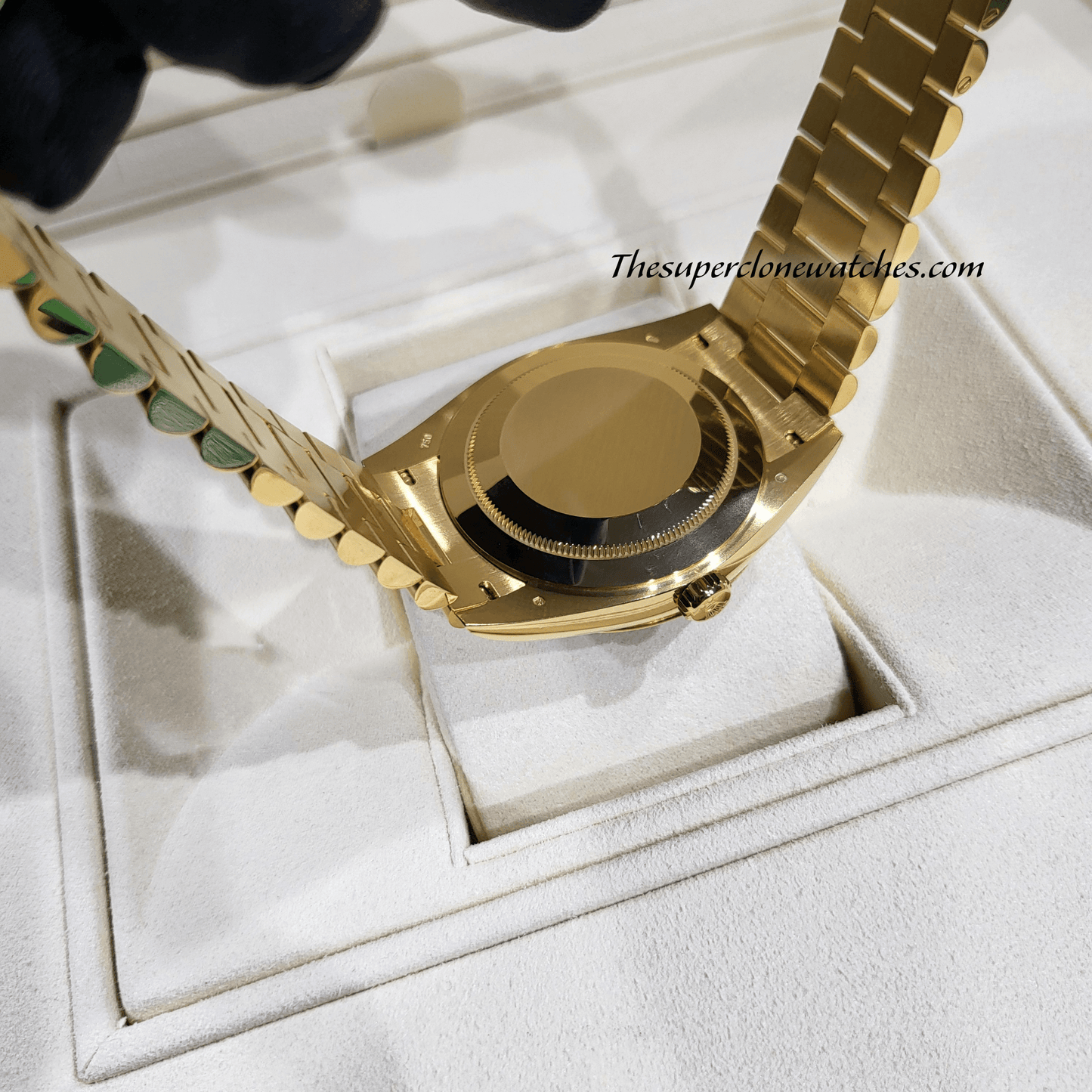 Rolex Day-Date 18kt Yellow Gold Bright Black Dial Exact 1:1 Super Clone 3255 Swiss Movement Replica Watch Ref-228238