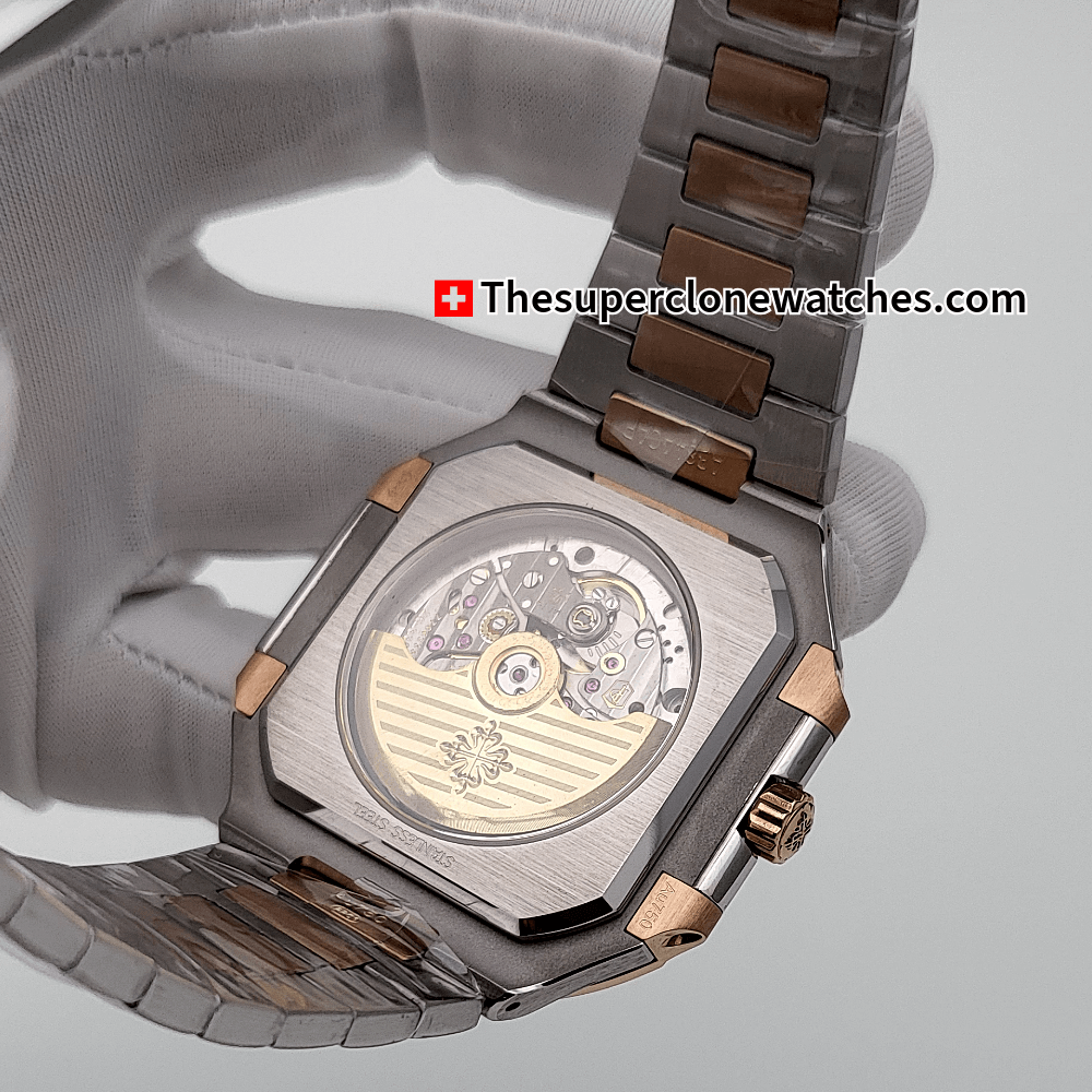 Patek Philippe Cubitus Dual Tone 5821/1AR-001 Sunburst Blue Dial Exact 1:1 Super Clone 26-330 S C/430 Swiss Movement Replica Watch