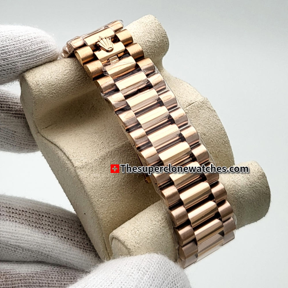 Rolex Day-Date Everose Gold Eisenkiesel with Diamonds Set Dial Exact 1:1 Super Clone 3255 Swiss Movement Replica Watch Ref-228235