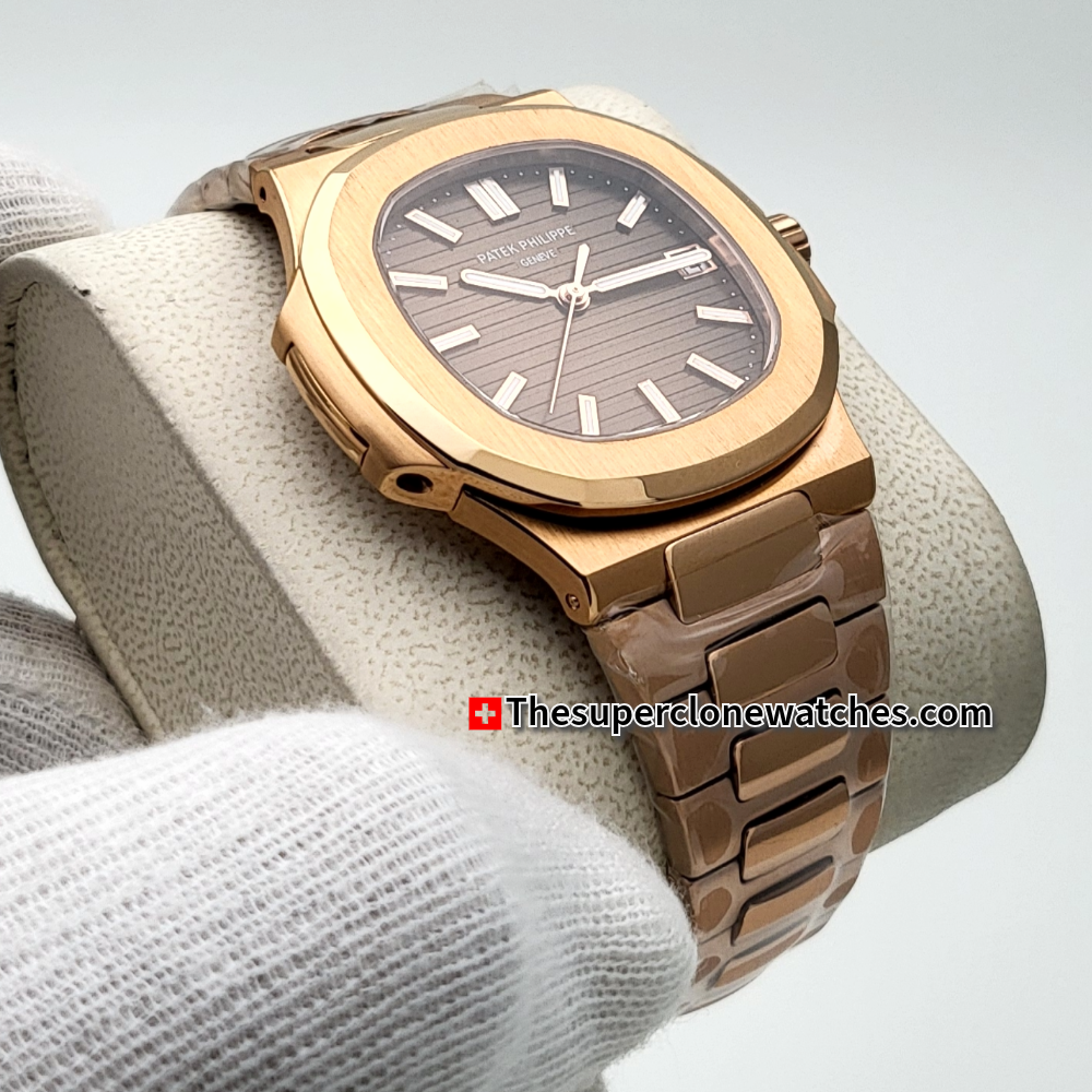Patek Philippe Nautilus 18kt Rose Gold 5711/1R-001 Brown Dial Exact 1:1 Super Clone 324 S C Swiss Movement Replica Watch