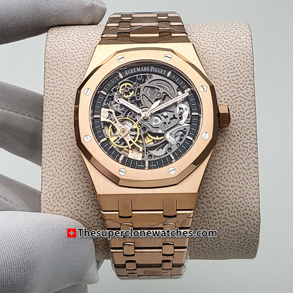 Audemars Piguet Royal Oak Double Balance Wheel Openworked 18kt Rose Gold Exact 1:1 Super Clone 3132 Swiss Movement Replica Watch