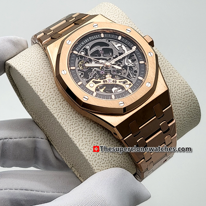 Audemars Piguet Royal Oak Double Balance Wheel Openworked 18kt Rose Gold Exact 1:1 Super Clone 3132 Swiss Movement Replica Watch