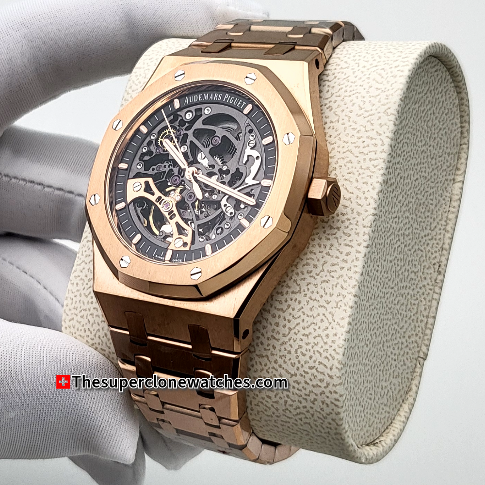 Audemars Piguet Royal Oak Double Balance Wheel Openworked 18kt Rose Gold Exact 1:1 Super Clone 3132 Swiss Movement Replica Watch