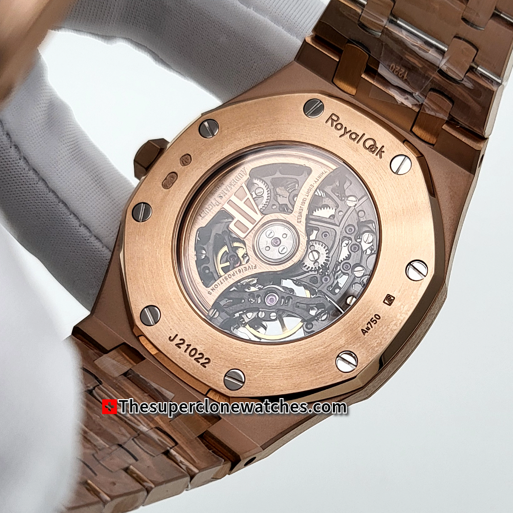 Audemars Piguet Royal Oak Double Balance Wheel Openworked 18kt Rose Gold Exact 1:1 Super Clone 3132 Swiss Movement Replica Watch