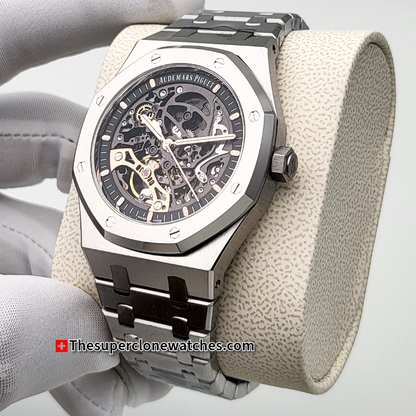 Audemars Piguet Royal Oak Double Balance Wheel Openworked Stainless Steel Exact 1:1 Super Clone 3132 Swiss Movement Replica Watch