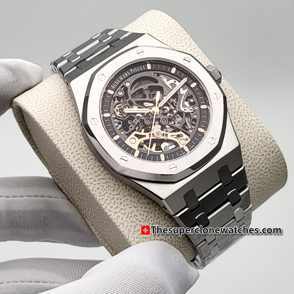 Audemars Piguet Royal Oak Double Balance Wheel Openworked Stainless Steel Exact 1:1 Super Clone 3132 Swiss Movement Replica Watch