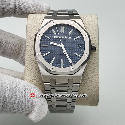 Audemars Piguet Royal Oak White Gold Blue Dial Exact 1:1 Super Clone 4302 Swiss Movement Replica Watch