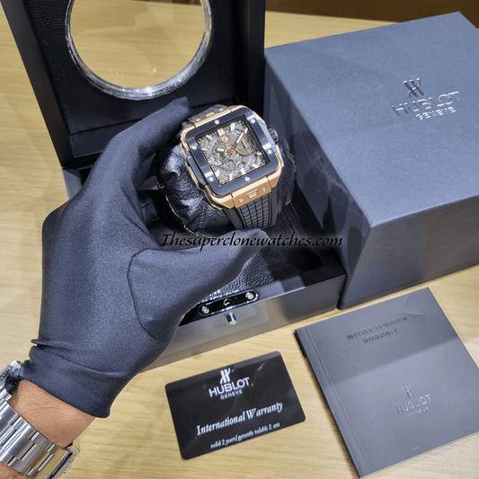 Hublot Square Bang Unico King Gold Ceramic Exact 1:1 Super Clone HUB1280 Swiss Movement Replica Watch