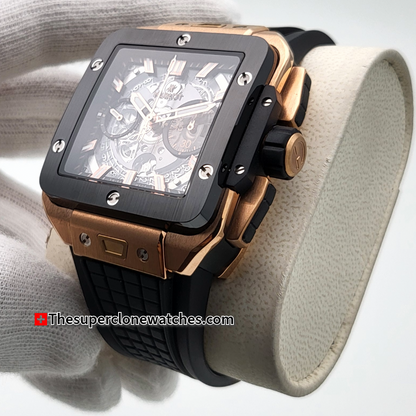 Hublot Square Bang Unico King Gold Ceramic Exact 1:1 Super Clone HUB1280 Swiss Movement Replica Watch