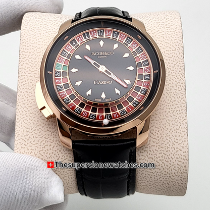 Jacob & Co Casino Tourbillon 18kt Rose Gold 44mm Exact 1:1 Super Clone JCAM51 Swiss Movement Replica Watch