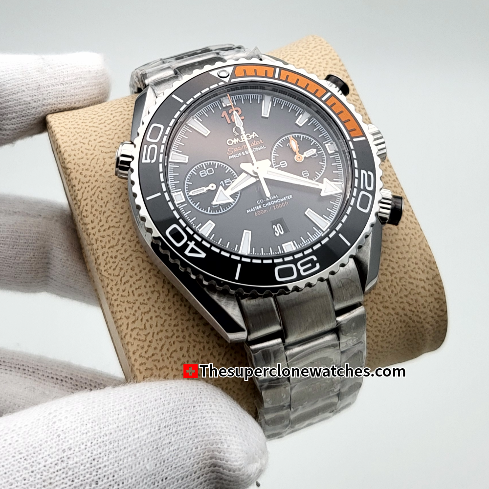 Omega Seamaster Planet Ocean 600M Chronograph Steel On Steel Black Dial Exact 1:1 Super Clone 9900 Swiss Movement Replica Watch