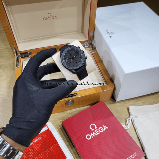 Omega Speedmaster Dark Side Of the Moon 44.25mm Black Ceramic On Coated Nylon Fabric Strap Exact 1:1 Top Quality Super Clone 9300 Swiss Movement Replica Watch