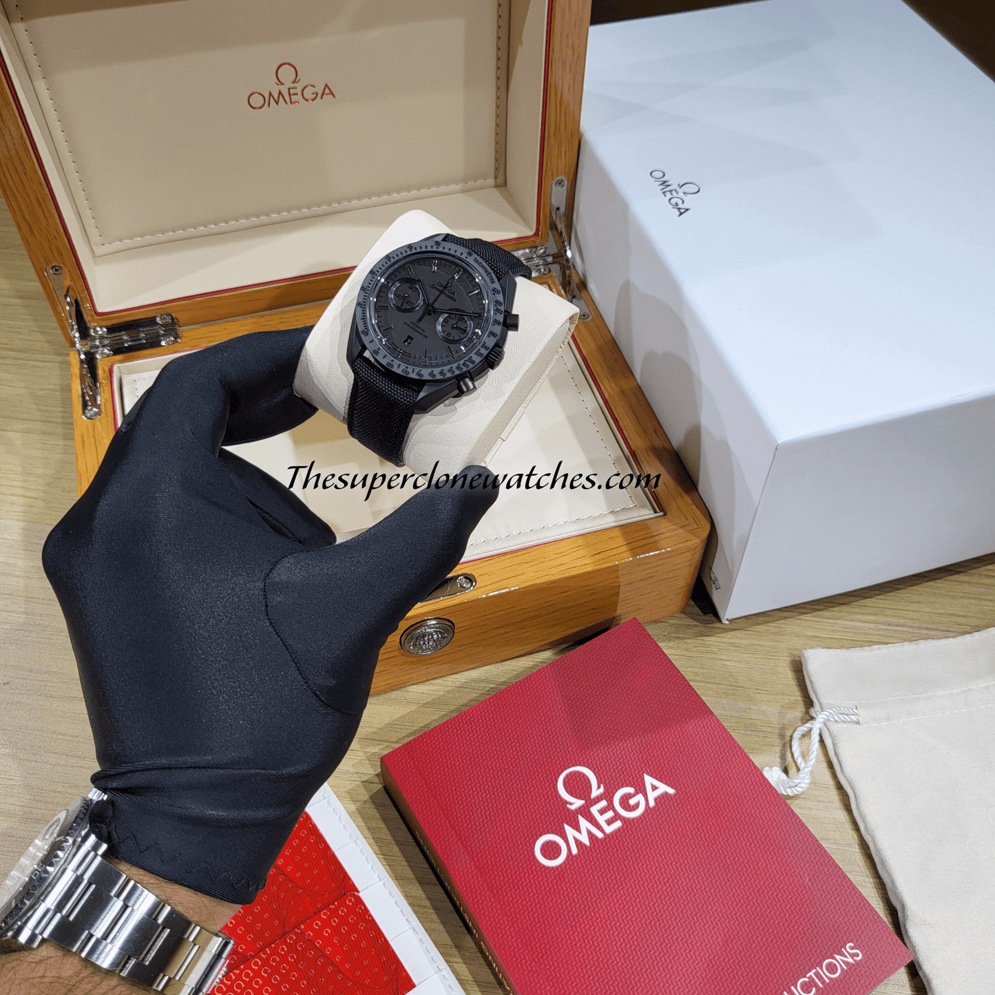 Omega Speedmaster Dark Side Of the Moon 44.25mm Black Ceramic On Coated Nylon Fabric Strap Exact 1:1 Top Quality Super Clone 9300 Swiss Movement Replica Watch