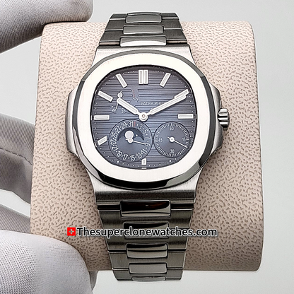 Patek Philippe Nautilus Moon Phase Power Reserve 5712/1A-001 Black-Blue Dial Exact 1:1 Super Clone 240 PS IRM CLU Swiss Movement Replica Watch