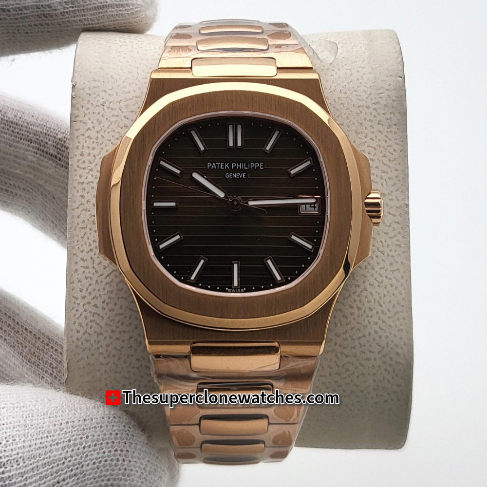 Patek Philippe Nautilus 18kt Rose Gold 5711/1R-001 Brown Dial Exact 1:1 Super Clone 324 S C Swiss Movement Replica Watch