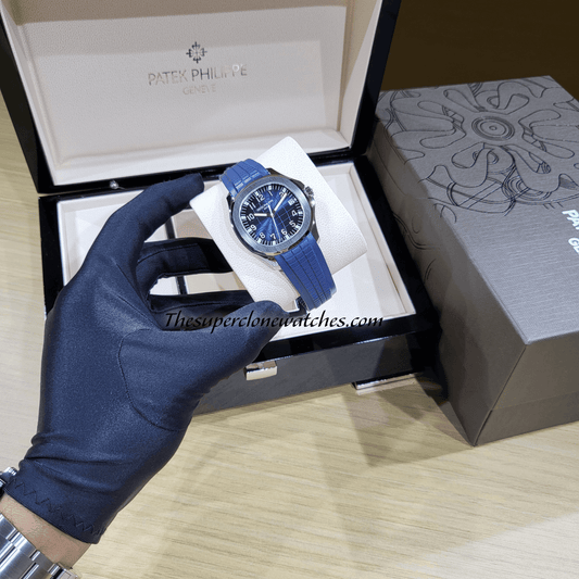 Patek Philippe Aquanaut White Gold 5168G-001 Blue Dial Exact 1:1 Super Clone 26-330 S C Swiss Movement Replica Watch
