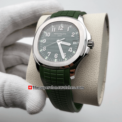 Patek Philippe Aquanaut White Gold 5168G-010 Khaki Green Dial Exact 1:1 Super Clone 26-330 S C Swiss Movement Replica Watch