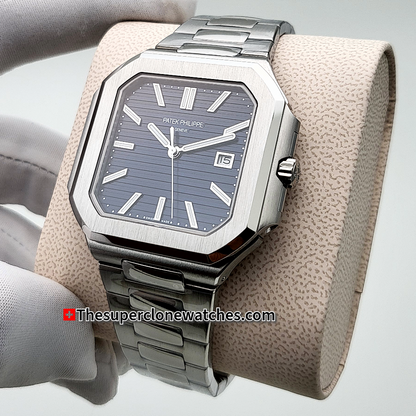 Patek Philippe Cubitus White Gold 7128/1G-001 Sunburst Blue-Gray Dial Exact 1:1 Super Clone 26-330 S C/434 Swiss Movement Replica Watch
