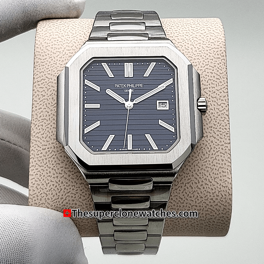 Patek Philippe Cubitus White Gold 7128/1G-001 Sunburst Blue-Gray Dial Exact 1:1 Super Clone 26-330 S C/434 Swiss Movement Replica Watch