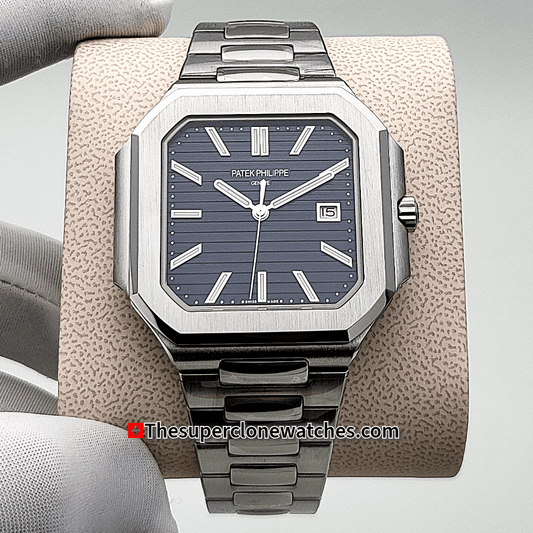 Patek Philippe Cubitus White Gold 7128/1G-001 Sunburst Blue-Gray Dial Exact 1:1 Super Clone 26-330 S C/434 Swiss Movement Replica Watch