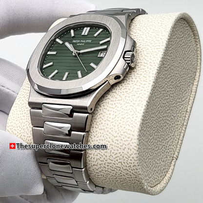 Patek Philippe Nautilus Stainless Steel 5711/1A-014 Olive Green Dial Exact 1:1 Super Clone 26-330 S C Swiss Movement Replica Watch