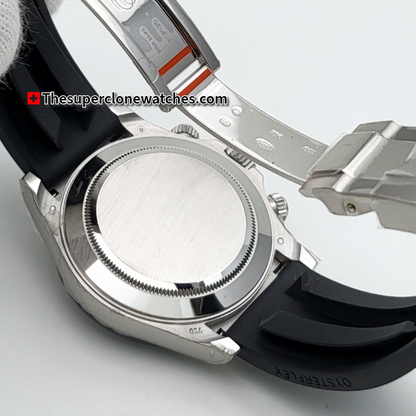 Rolex Cosmograph Daytona 18kt White Gold Oysterflex Steel Dial Exact 1:1 Super Clone 4130 Swiss Movement Replica Watch