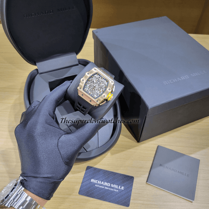 Richard Mille RM 011 Rose Gold Flyback Chronograph Exact 1:1 Super Clone RM 11-03 Swiss Movement Replica Watch