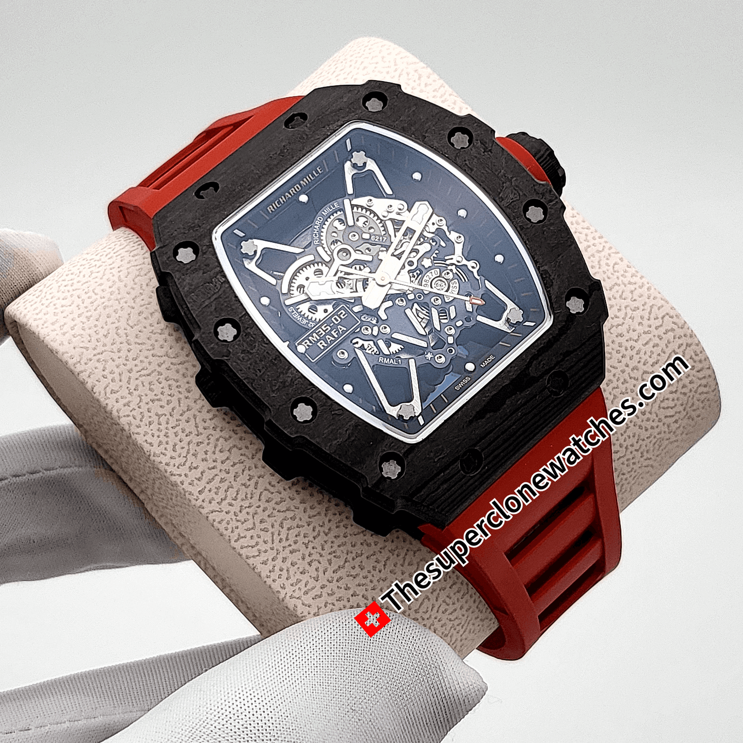 Richard Mille RM 35-02 Rafael Nadal Black Carbon TPT Exact 1:1 Super Clone RM 35-02 Swiss Movement Replica Watch