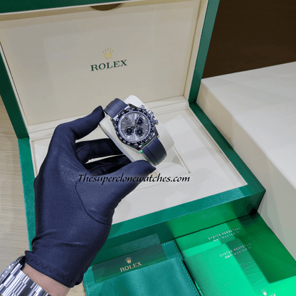 Rolex Cosmograph Daytona 18kt White Gold Oysterflex Steel Dial Exact 1:1 Super Clone 4131 Swiss Movement Replica Watch Ref-126519LN