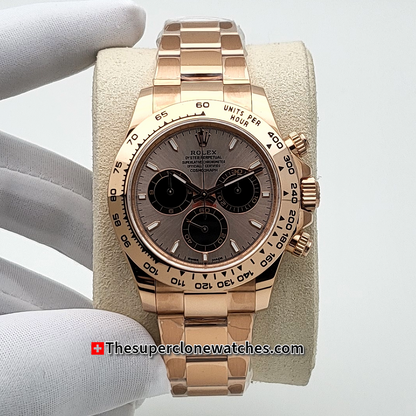 Rolex Cosmograph Daytona Everose Gold Sundust Dial Exact 1:1 Super Clone 4131 Swiss Movement Replica Watch Ref-126505