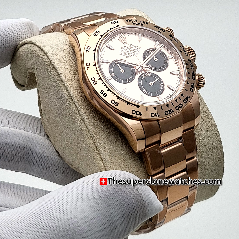 Rolex Cosmograph Daytona Everose Gold Sundust Dial Exact 1:1 Super Clone 4131 Swiss Movement Replica Watch Ref-126505