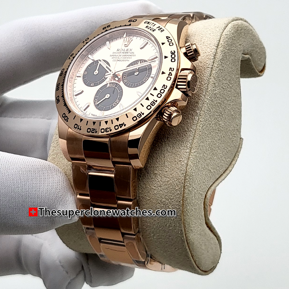 Rolex Cosmograph Daytona Everose Gold Sundust Dial Exact 1:1 Super Clone 4131 Swiss Movement Replica Watch Ref-126505