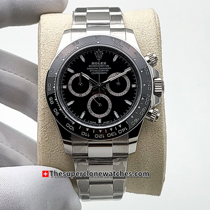 Rolex Cosmograph Daytona Panda Black Dial Exact 1:1 Super Clone 4131 Swiss Movement Replica Watch Ref-126500LN