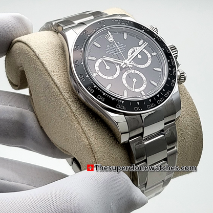 Rolex Cosmograph Daytona Panda Black Dial Exact 1:1 Super Clone 4131 Swiss Movement Replica Watch Ref-126500LN