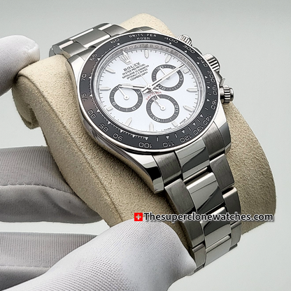 RolexCosmographDaytonaPandaWhiteDialExact11SuperClone4131SwissMovementReplicaWatchRef-126500LN