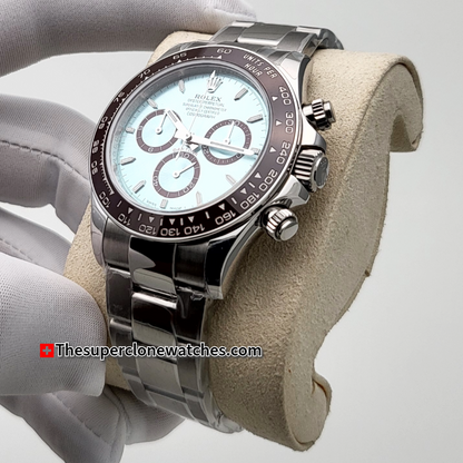 Rolex Cosmograph Daytona Platinum Ice Blue Dial Exact 1:1 Super Clone 4131 Swiss Movement Replica Watch