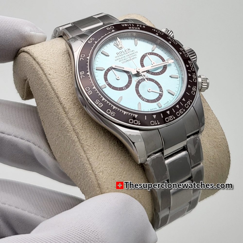 Rolex Cosmograph Daytona Platinum Ice Blue Dial Exact 1:1 Super Clone 4131 Swiss Movement Replica Watch