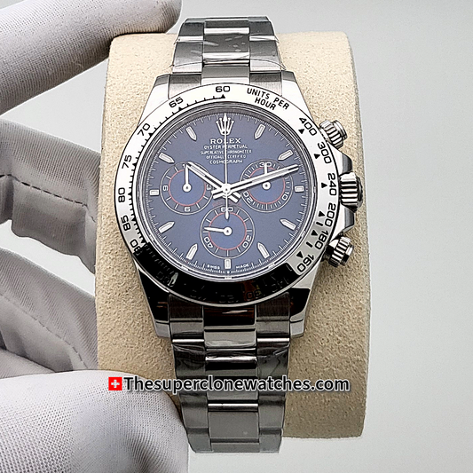 Rolex Cosmograph Daytona White Gold Bright Blue Dial Exact 1:1 Super Clone 4131 Swiss Movement Replica Watch Ref-126509