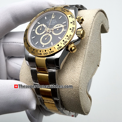 Rolex Cosmograph Daytona Yellow Rolesor Black Dial Exact 1:1 Super Clone 4131 Swiss Movement Replica Watch Ref-126503