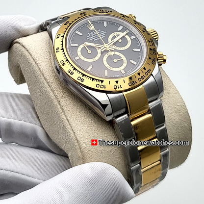 Rolex Cosmograph Daytona Yellow Rolesor Black Dial Exact 1:1 Super Clone 4131 Swiss Movement Replica Watch Ref-126503