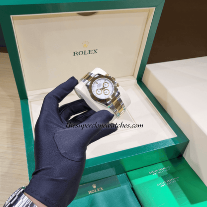 Rolex Cosmograph Daytona Yellow Rolesor White Dial Exact 1:1 Super Clone 4131 Swiss Movement Replica Watch Ref-126503