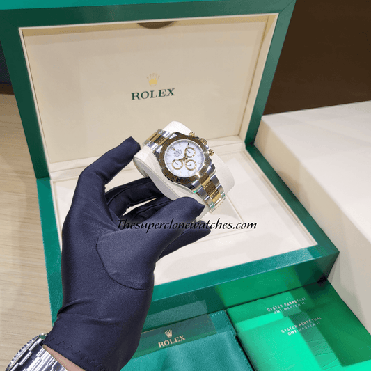 Rolex Cosmograph Daytona Yellow Rolesor White Dial Exact 1:1 Super Clone 4131 Swiss Movement Replica Watch Ref-126503