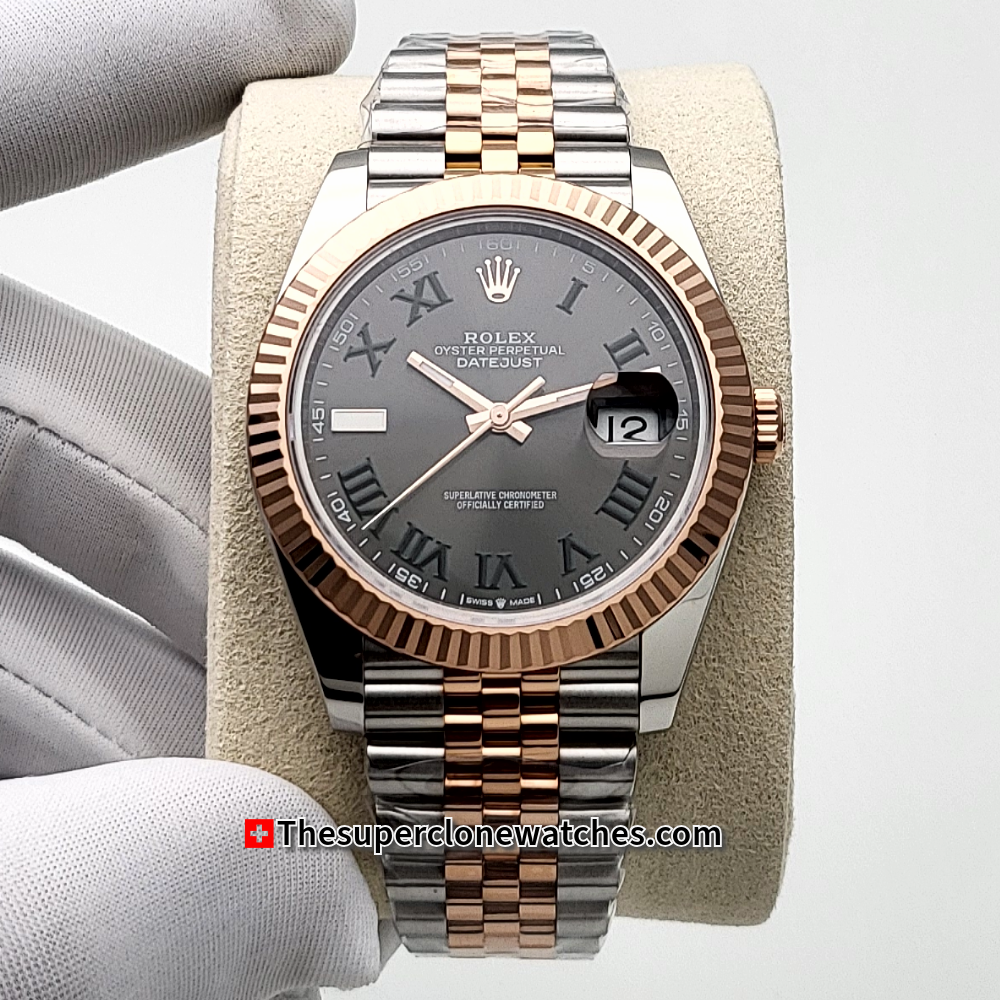 Rolex Datejust Oystersteel and Everose Gold Slate Dial Exact 1:1 Super Clone 3235 Swiss Movement Replica Watch Ref-126331