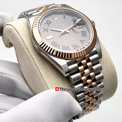 Rolex Datejust Oystersteel and Everose Gold Slate Dial Exact 1:1 Super Clone 3235 Swiss Movement Replica Watch Ref-126331