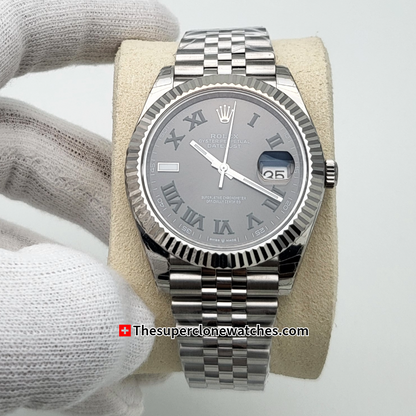 Rolex Datejust Oystersteel and White Gold Slate Dial Exact 1:1 Super Clone 3235 Swiss Movement Replica Watch Ref-126334