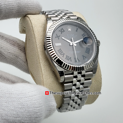 Rolex Datejust Oystersteel and White Gold Slate Dial Exact 1:1 Super Clone 3235 Swiss Movement Replica Watch Ref-126334
