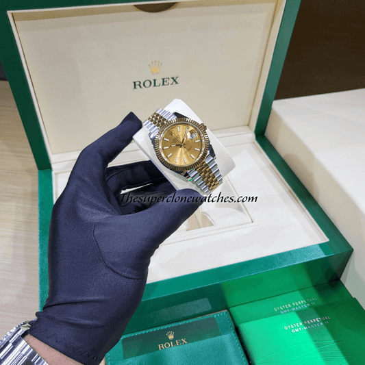 Rolex Datejust Oystersteel and Yellow Gold Champagne-Colour Dial Exact 1:1 Super Clone 3235 Swiss Movement Replica Watch Ref-126333