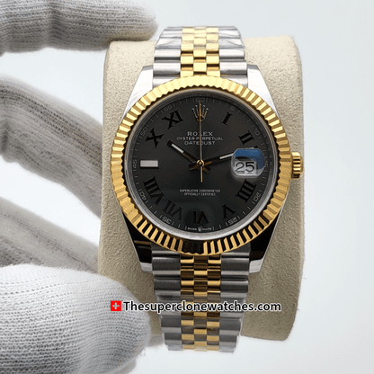 Rolex Datejust Oystersteel and Yellow Gold Slate Dial Exact 1:1 Super Clone 3235 Swiss Movement Replica Watch Ref-126333